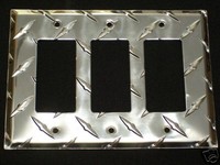 Polished Aluminum Diamond Plate Triple GFI Switch Cover
