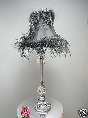 Lamp Shades  Feathers on An Eye Catching Large Black Feather Trimmed Lamp Which Is Perfect For