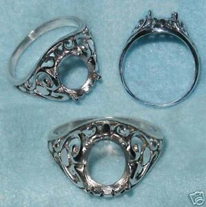 10x8 oval Filigree Ring Setting SIZE 7 Sterling Silver ring casting
