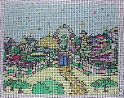 LEE Jerusalem Tallis Bag Judaica Needlepoint Canvas  