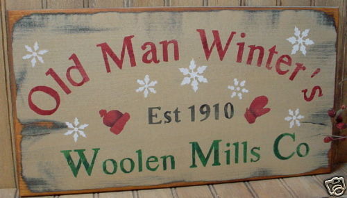 Primitive Wood Winter Christmas Sign OLD MAN WINTERS  