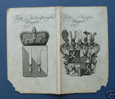 Wappen   SALM & Dietrichstein Fürsten   Kupfer um 1730  