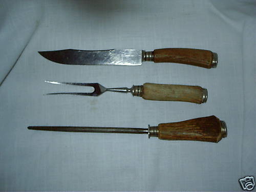 Kuno Ritter Solingen Rostfrei stag handled carving set.  