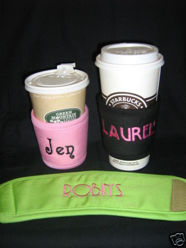 Monogrammed Coffee Wrap Koozie Clutch Personalized Cuff  