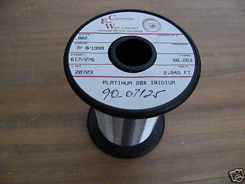 platinum/iridium 20% .002" wire x 5 (five) feet