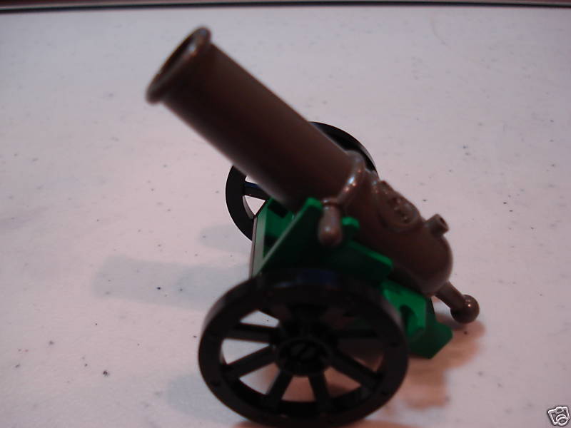 Lego Dk Gray Insignia Cannon w/2x4 GREEN Base & Wheels  