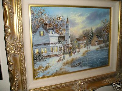 ORIGINAL Dennis P. Lewan SUNDAY GATHERING 12X16 Oil  