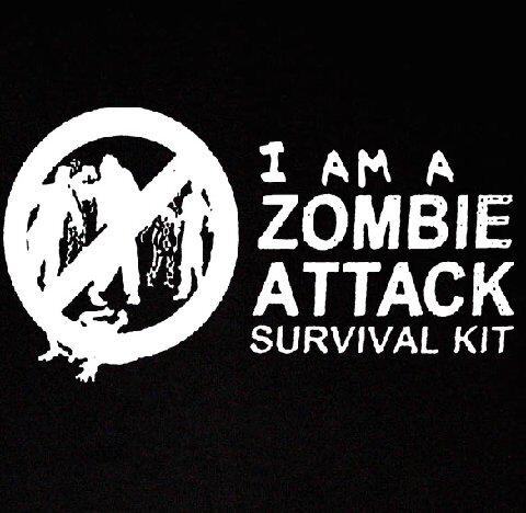 am a ZOMBIE ATTACK SURVIVAL KIT dead funny SHIRT XL  