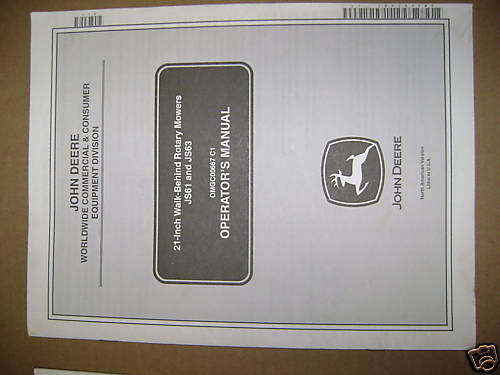 JOHN DEERE 21 JS61 JS63 ROTARY MOWER OPERATORS MANUAL  