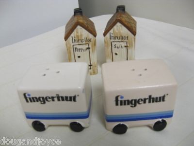 Lot 2 NOVELTY SALT/PEPPER SHAKERS Outhouse,Fingerhut Tk  