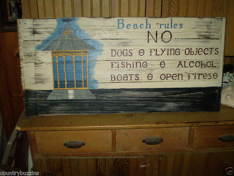 Marthas Vineyard Oak Bluffs Beach Mural Wood Sign  