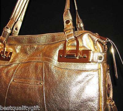 MAKOWSKY STONE, GOLD CANTERBURY LEATHER SATCHEL BAG  