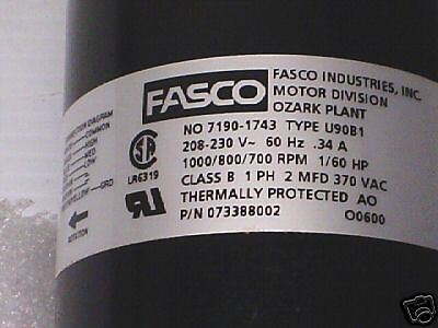 Fasco 073388002 1000/800/700 RPM 1/60 HP Electric Motor  