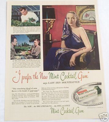 1947 WARRENS MINT COCKTAIL CHEWING GUM ADVERTISEMENT  