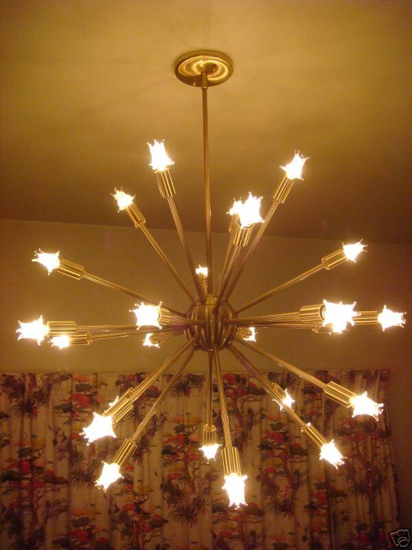 BRUSHED BRASS ATOMIC SPUTNIK STARBURST LIGHT FIXTURE  