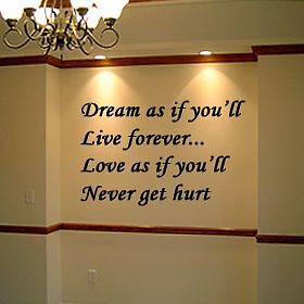 Wall Lettering Dream as if youll live forever Vinyl  