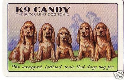 1 single vintage playing swap card - Dogs K9 Candy adv