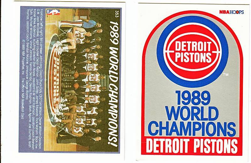 1989 Hoops Detroit Pistons Team #353 90 card Lot NM MT  