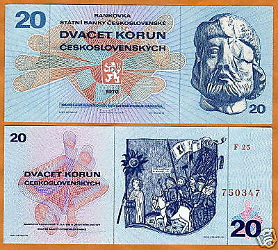 Czechoslovakia, 20 Korun, 1970 (1971), P 92, UNC  