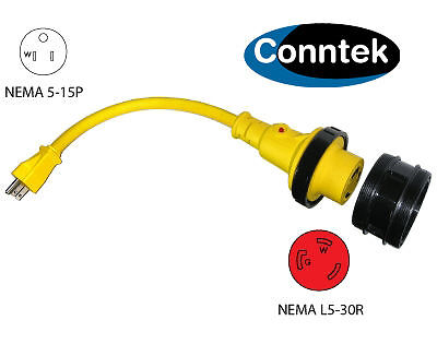Conntek 15A to 30 Amp Marine Shore Power Pigtail w/ LED Power Indicator 17205