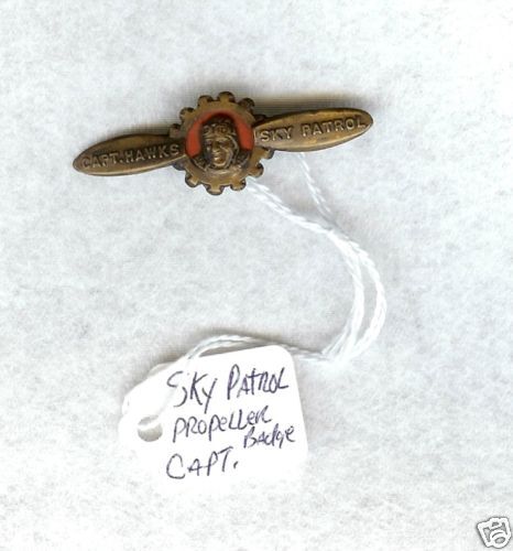 Capt Hawks, 1935 Sky Patrol Propeller Pinback, Sweet  