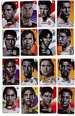 Football Ballack Beckham Zidane Raul Gerrard 16 card  