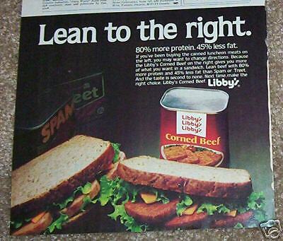 1982 Ad Libbys Canned Corned Beef Sandwich Print Ad