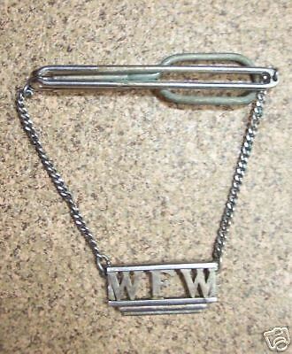 VINTAGE SWANK MONOGRAM WFW TIE BAR CLASP  