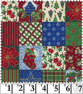 CHRISTMAS ALLOVERS cotton quilt fabric BLOCK PATCH  