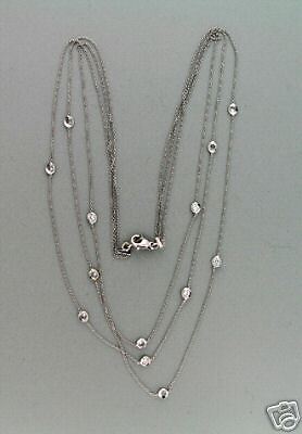   ITALIAN AGSA DESIGNER 3 STRAND TUBE SET DIAMOND NECKLACE CHAIN  