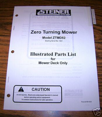 Steiner Zero Turning Mower Deck Parts Catalog manual  