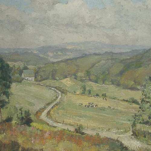 Aufenanger Heinrich   um 1930 Hügel LANDSCHAFT Kühe   