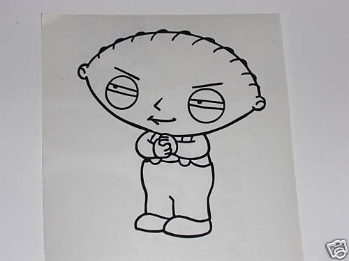 FAMILY GUY STEWIE (Rub On) STICKER   BLACK ****  