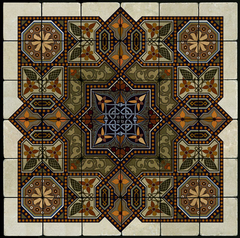 36x36 Old World Victorian Fine Art Marble Tile Mural  