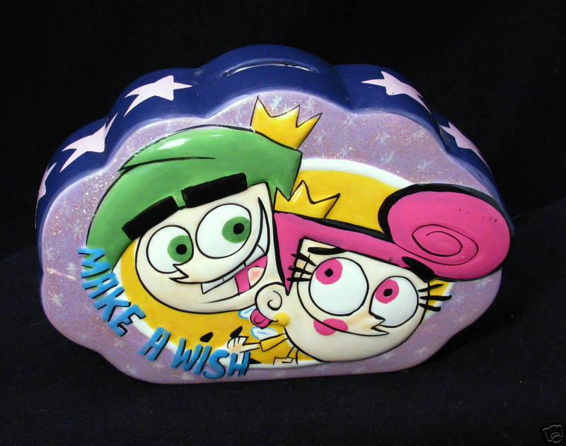 Fairly Odd Parents Cartoon Porcelain Bank Purple/Pink  