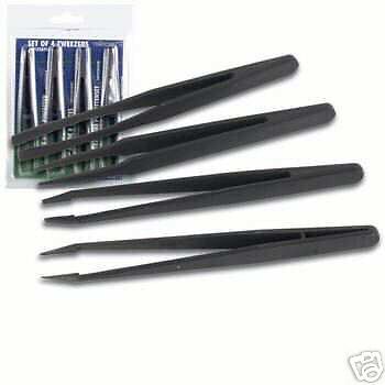 Set of 4 Non Conductive Antistatic Tweezers ESD Safe  