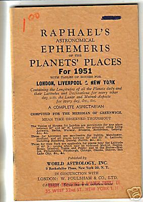 Vintage Astrology Booklets: Raphael's Astronomical Ephemeris on sale