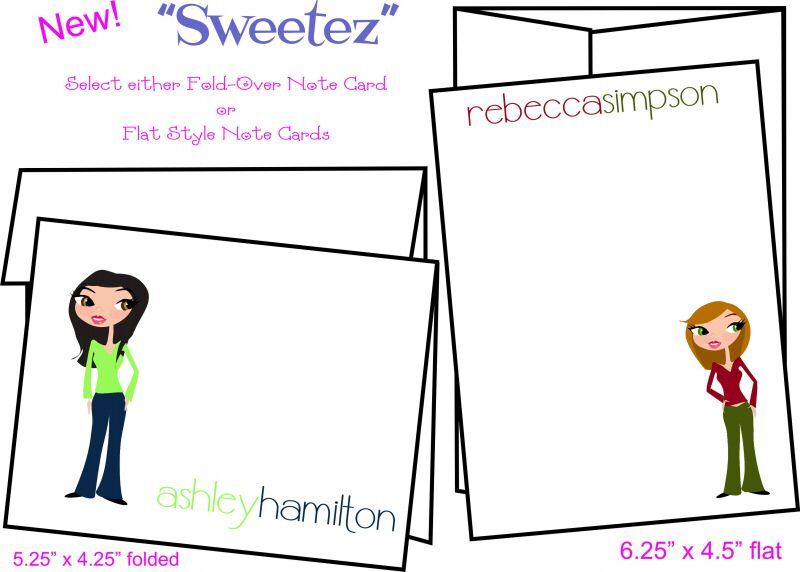 Custom Personalized SWEETEZ Girly Note Cards Stationery  