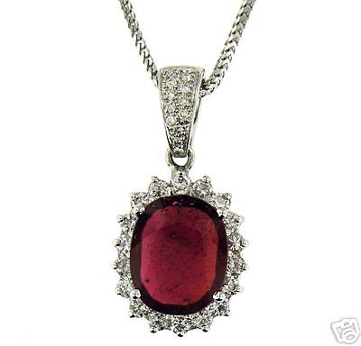 02 CT WHITE GOLD RUBY & DIAMOND PENDANT/ENHANCER 14 K  