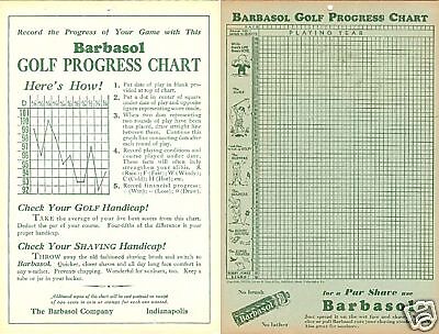 BARBASOL ADVERTISING GOLF PROGRESS CHART 1932  