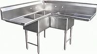 Compartment Corner S/S Sink 18x18 2 Drainboards  