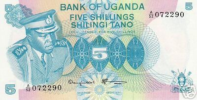 UGANDA Pick 5 a 5 SHILLINGS IDI AMIN UNC BANK NOTE  