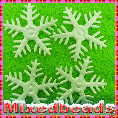 60 Padded White Satin Snowflake Applique Trim Christmas  