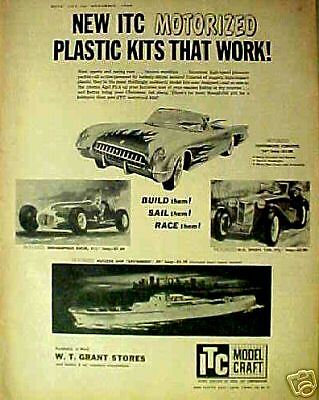 1959 Model Craft Ideal Toy Motorized Model Kits Car~Ship ~ITC~ AD 