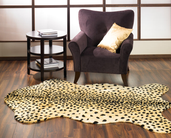 CHEETAH FAUX FUR ANIMAL SKIN HIDE PELT RUG 5x7 NEW  