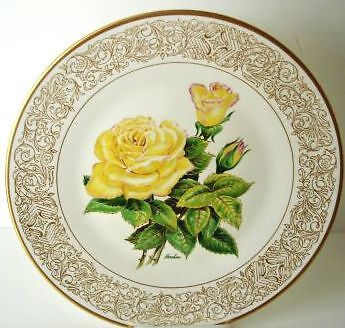 Vintage Edward Marshall Boehm Cabinet Plate~ PEACE ROSE  