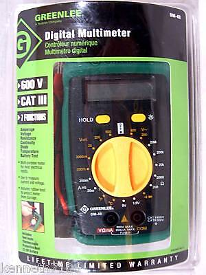 Greenlee Digital Multimeter DM 40 Leads Probes NIP Temp  