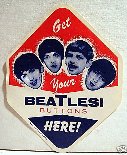 Beatles Buttons Gumball Vending Machine Sign Old Stock  