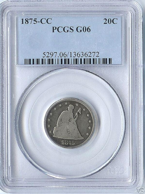 1875 CC Twenty Cent PCGS G 06  