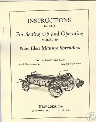 New Idea Model 10 Manure Spreader Manual Horse Drawn  